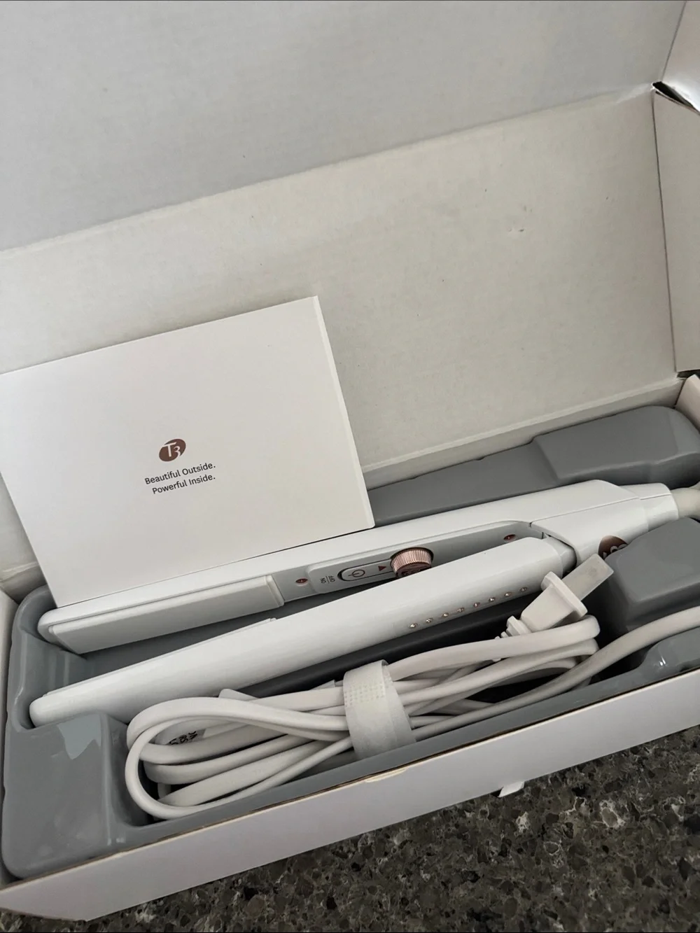 T3 SinglePass Ceramic Hair Straightener with Rose Gold Accents